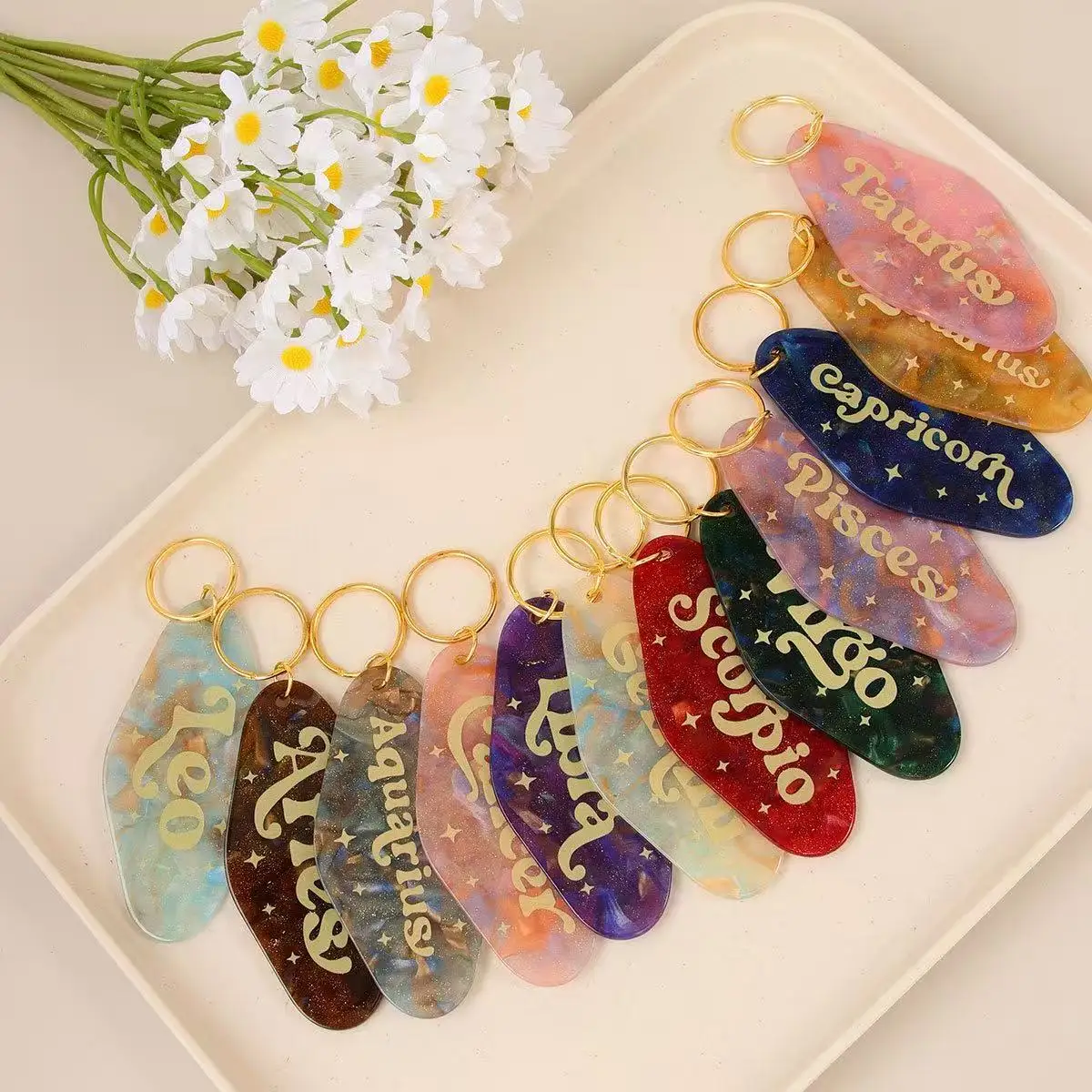 20 قطعة/الوحدة عبر الحدود الساخن DIY كوكبة فلاش الوردي الاكريليك بطاقة الماس قلادة مفتاح سلسلة حقيبة قلادة #1