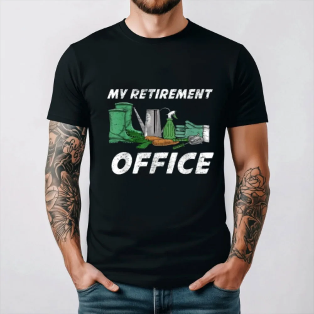 My Retirement Office Garden Tools Men T-Shirt Gardener Tops Cotton Summer Short Sleeve Casual Fashion Tee for Men Gift Tops