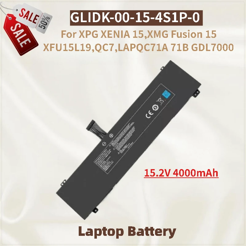 

High Quality 15.2V 4000mAh Laptop Battery GLIDK-00-15-4S1P-0 For XPG XENIA 15 QC7 LAPQC71A 71B GDL7000 XMG Fusion 15 XFU15L19