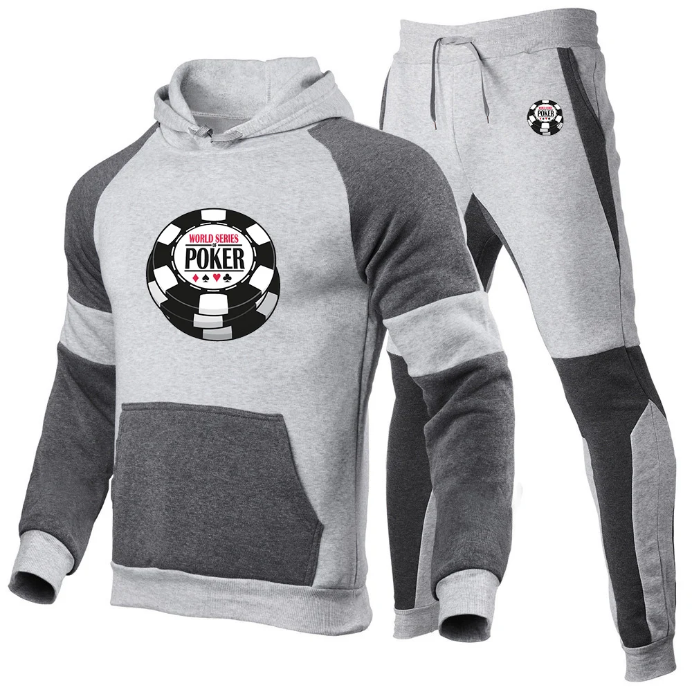 World Series of Poker Logo Print Daily Simple Commute Convenient High End Luxury Hoodies Drawstring Long Pants Suits