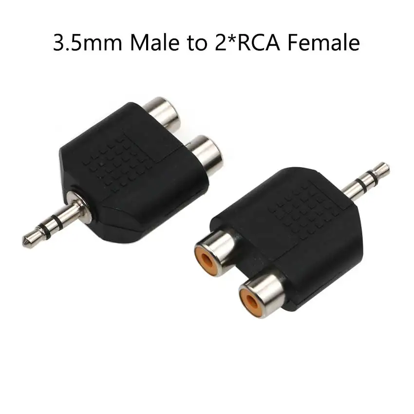 YuXi 1pc 3.5mm Audio Stereo Jack Female To 2 RCA Male Audio Jack Connector Adapter Converter for Speaker Power Amplifier