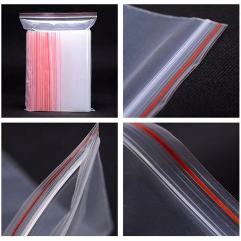 Bolsas de plástico transparente con cierre hermético, bolsas de polietileno resellables, almacenamiento de alimentos frescos, paquete resellable de