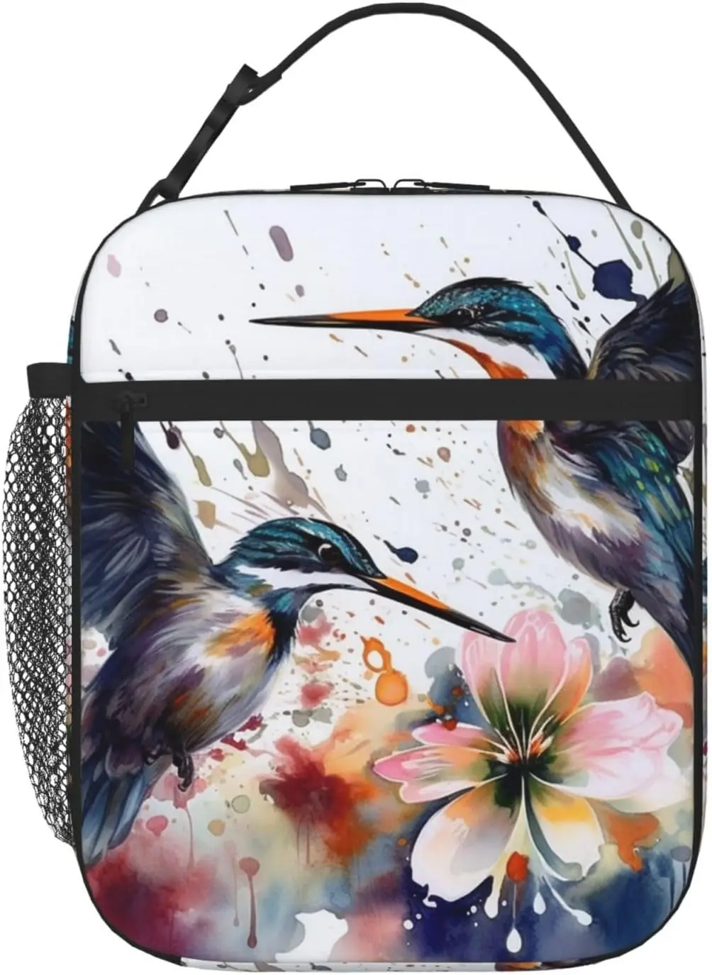 

Flowers Birds Watercolor Lunch Bag for Women Men Reusable Insulated Lunch Box Leakproof Lunch Tote Bag for Work Travel