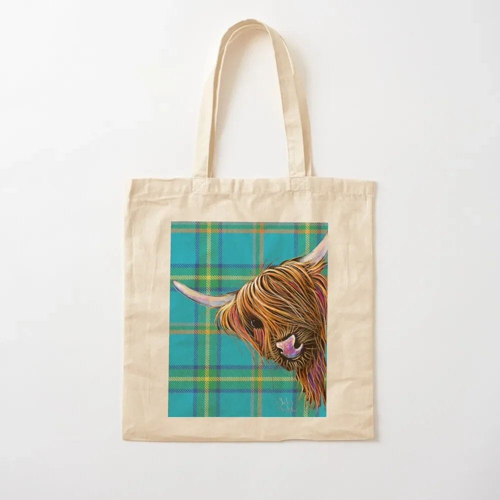 SCoTTiSH HiGHLaND CoW ' TaRTaN NooDLeS B ' by SHiRLeY MacARTHuR Tote Bag large tote bag female bag shopper woman