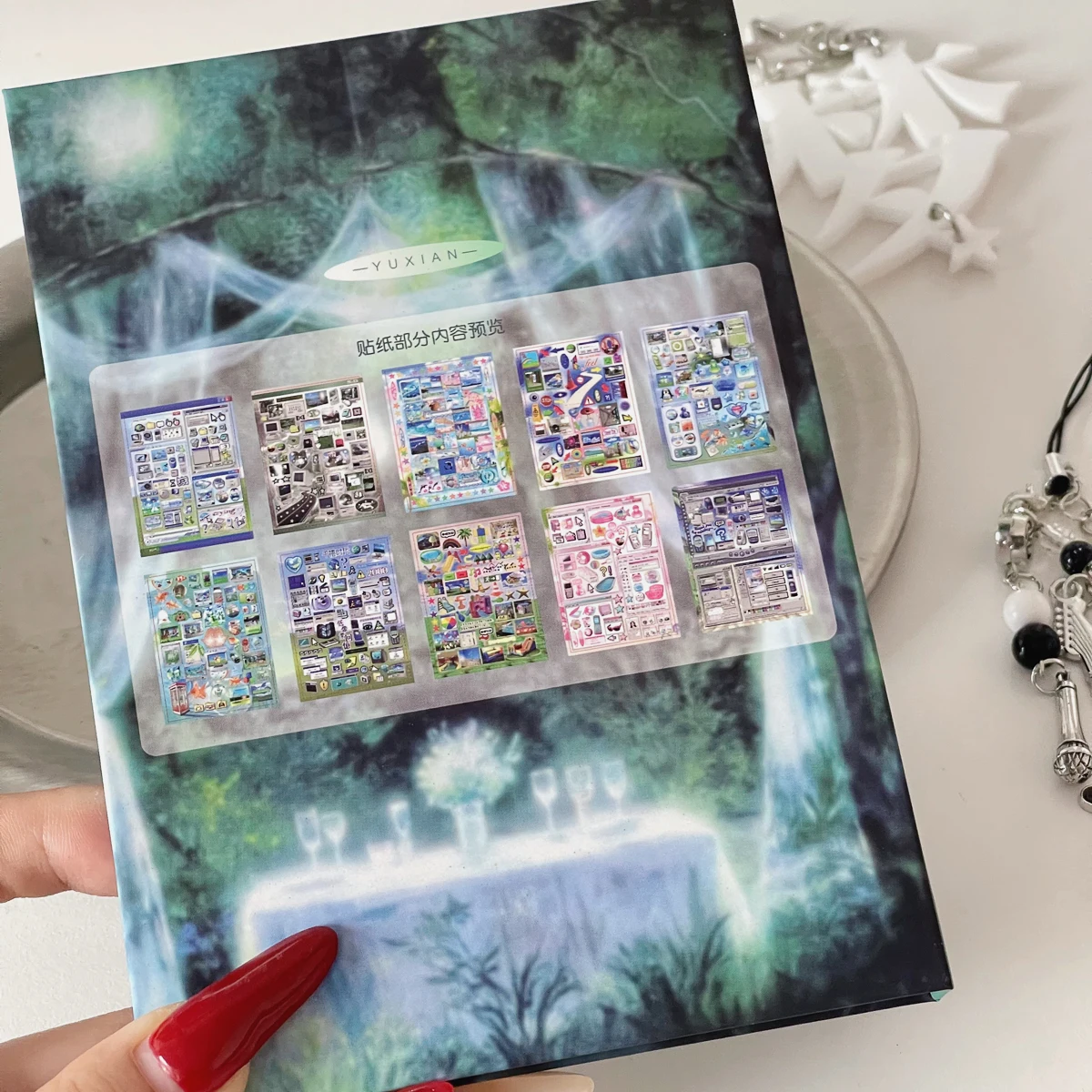 Mechanical Dreamcore Sticker Book 27 Sheets Colorful Gradient Digital Aesthetic Stickers for Diary Card Making DIY Collage