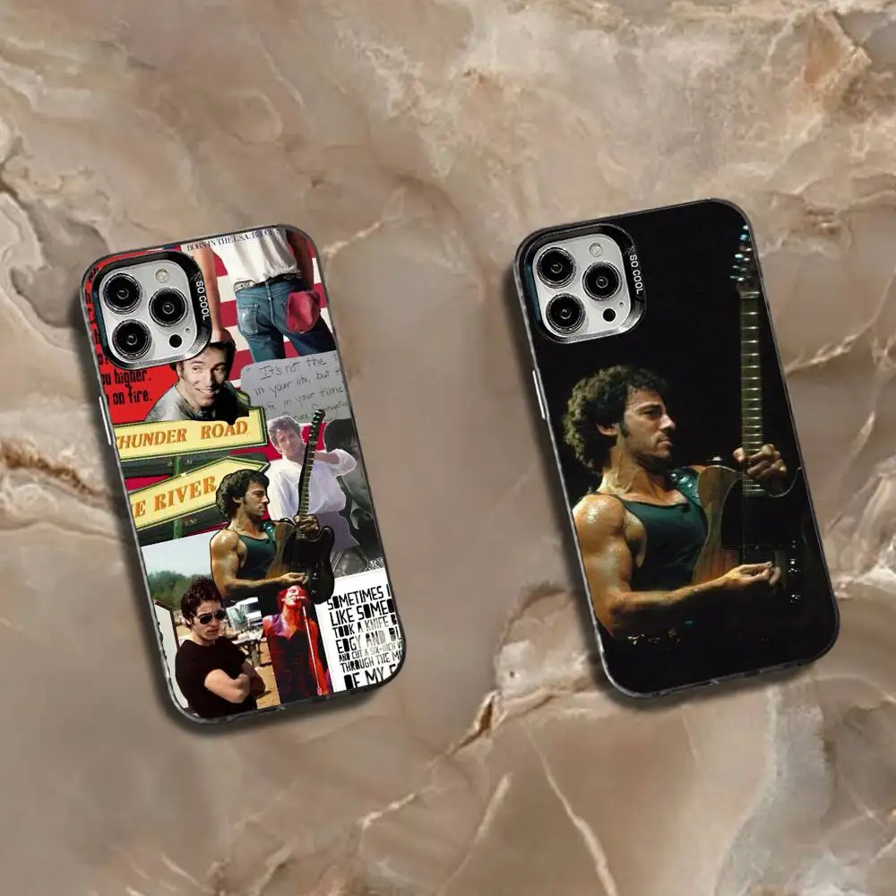 

B-Bruce S-Springsteen Phone Case For iPhone 16,15,14,13,12,11,Mini,Pro,SE,MAX White Matte Shockproof Cover