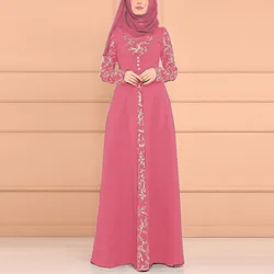 Lace Stitching Arab Muslim Kaftan Women's Maxi Dress Abaya Women's Dressea Oversized Middle Eastern Ethnic Style Muslim Robe