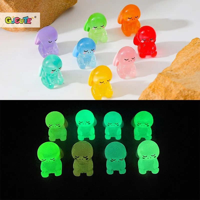 Luminous Resin Turtle Micro Paisagem, Desktop Decor, Desenhos Animados DIY Acessórios, Dollhouse, Casa Fairy Garden Decor, 2pcs por lote