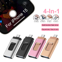 High Speed USB Flash Drive, 4 in 1, OTG Pen Drive, 32GB, 128GB, 256GB, 64GB, Micro USB Stick, Creative Gift Pendrive