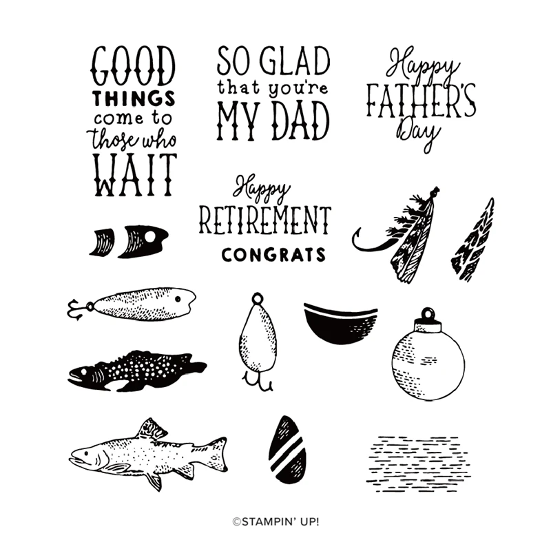 Happy Father\'s Day Fishing 2023-2024 Annual Catalog Cutting Dies Clear Stamp Scrapbooking Frame Card Craft