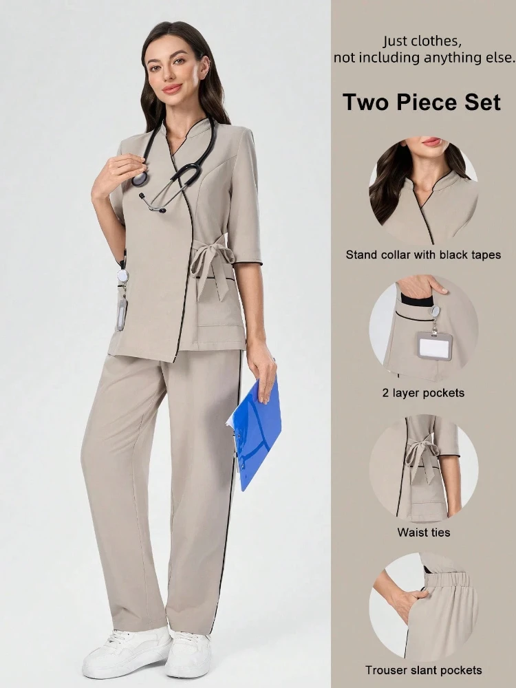 Gelanfu Nurse Uniforms Women's Scrubs Set Slim Fit Top Soft Comfortable Surgical Gown Nursing Beauty Salon Spa Workwear New - view 6