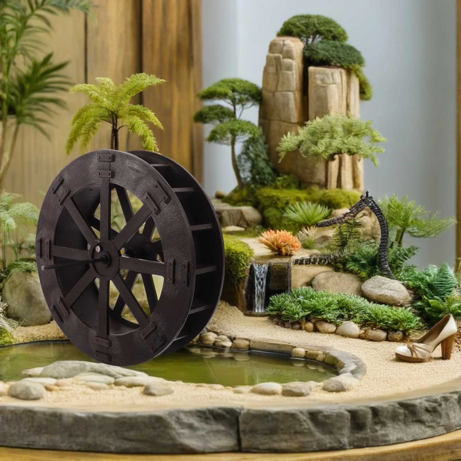 

Rotatable Fountain Water Wheel Wide Structure for Fish Tank Table Fountain Micro Landscape Bonsai Decor DIY Water Feature
