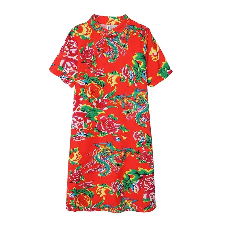 女性のための大きな中国風のドレス,ルーズ,ミドル丈,qiPao,人気,夏,レトロな芸術,z4644, 2024