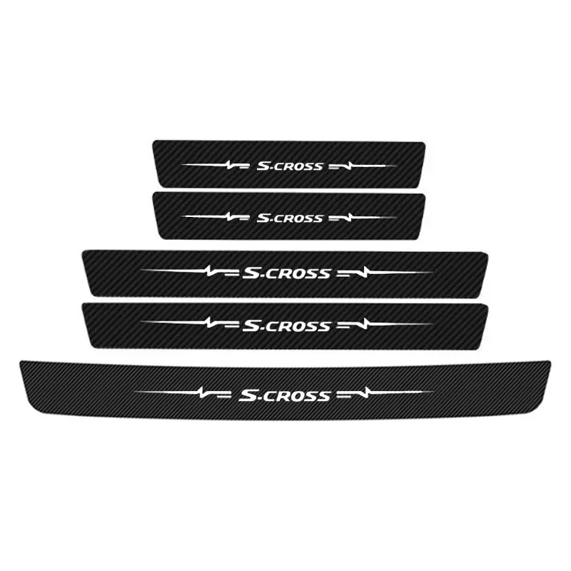 For Suzuki S-Cross Logo Car Door Sills Stickers Anti Scratch Tape Protective AutoTrunk Threshold Decals Waterproof Accessories