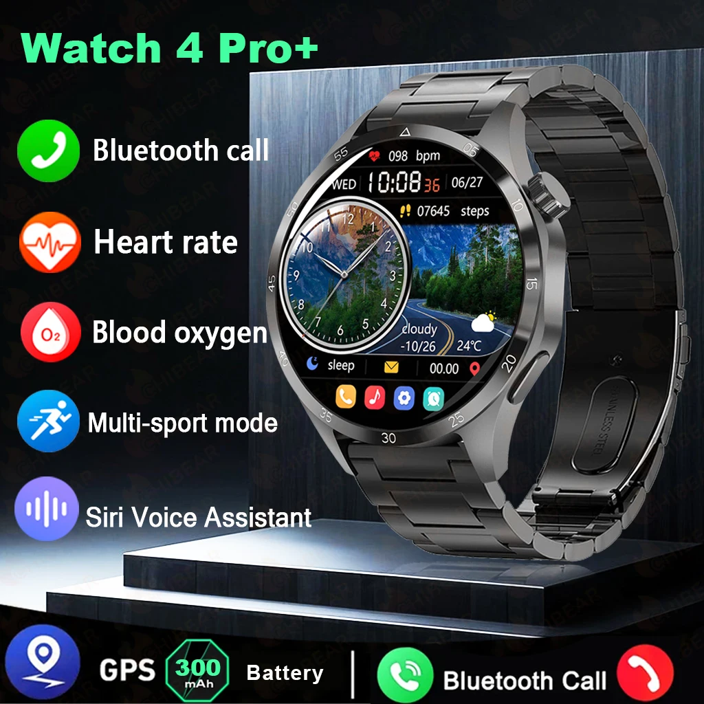 

Смарт-часы Huawei для мужчин, часы 4 Pro + 1,50-дюймовый HD-экран, Bluetooth-вызов, мониторинг сердечного ритма, здоровья, умные часы для мужчин и женщин