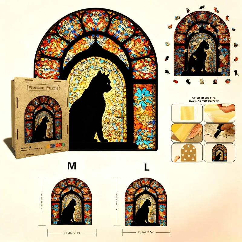 Rompecabezas de gato de madera, rompecabezas de animales de forma Irregular, 300 piezas para adultos y niños, juego familiar, juguetes para aliviar el estrés, madera única