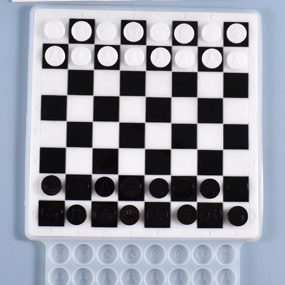 

DIY Resin Chess Board Mold Set High Flexibility Silicone Easy Demold Smooth Surface Reusable for Epoxy Casting Chess Game Craft