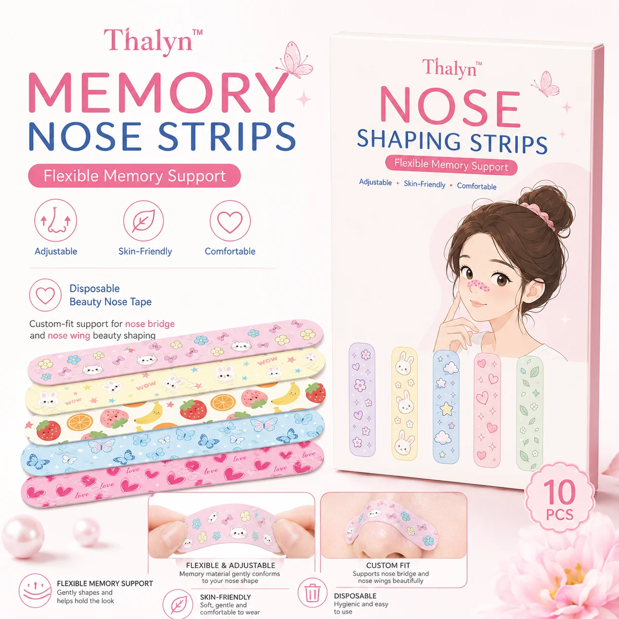 10PCS Memory Nose Strip Nose Bridge Shaping Sticker Adjustable Nose Lift Tape Invisible Beauty Tool