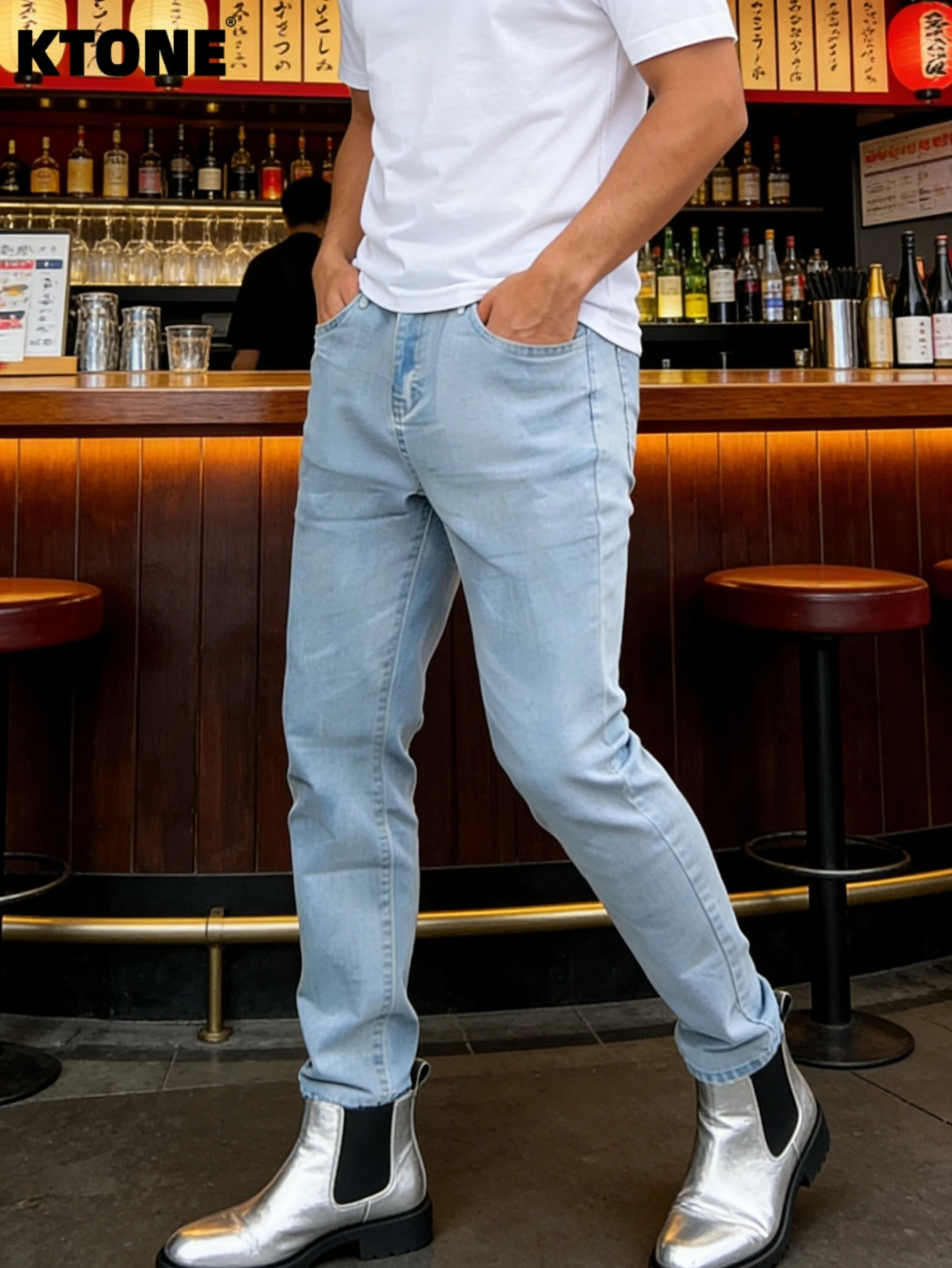 

Men's Blue Slim Jeans Pant Original Y2K Drip Fashion Comfort Denim Trousers No accessories or belts included