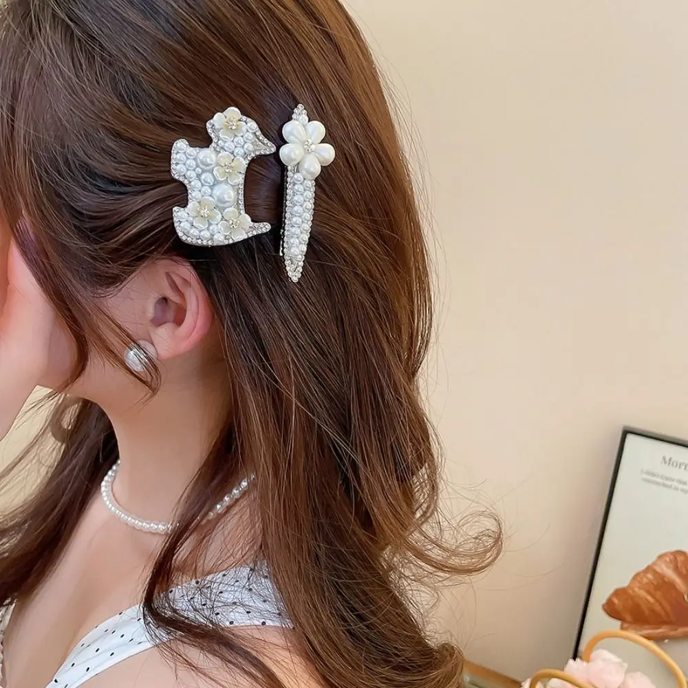 Милый циркон, жемчужный цветок, заколка для волос, собака, милая заколка для волос со стразами, головной убор, милый щенок, заколка для волос для девочек