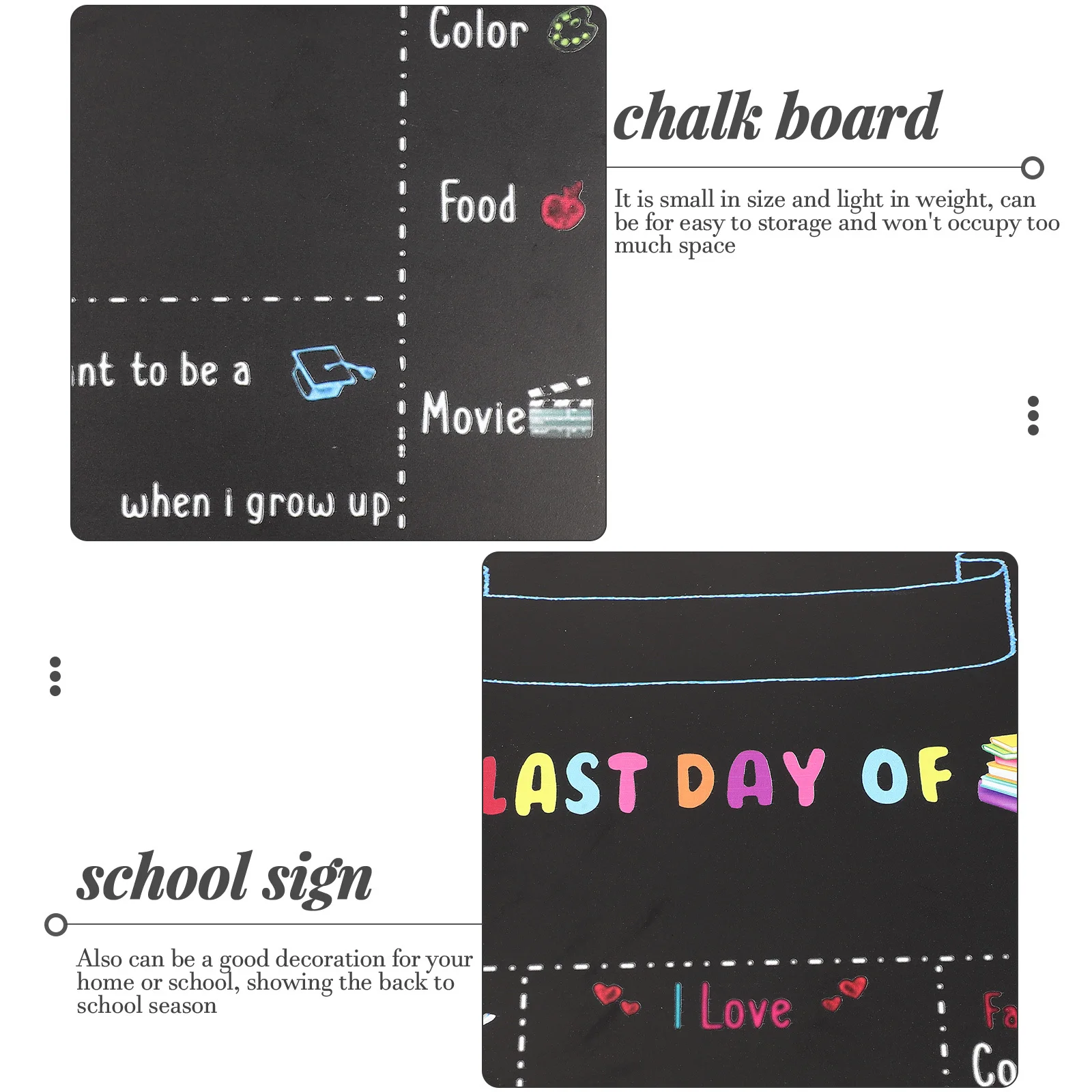 

Student Chalkboard Premium Material Wooden Chalk Board Reusable School Sign Comfortable Smooth Edges Rustic Decor