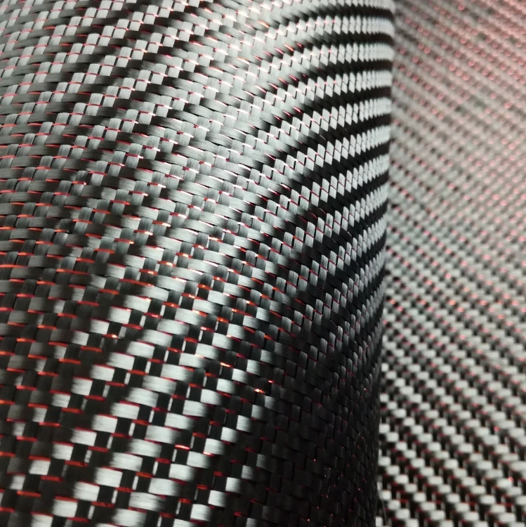 Metallic Carbon Fiber Fabric Red Reflective Carbon Fibre Cloth