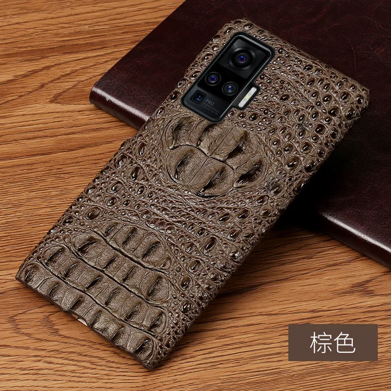 New Luxury Shockproof 3d Real Leather Embossed Crocodile Pattern For Vivo X50 X30 X27 Pro Phone Back Cover Protection Case