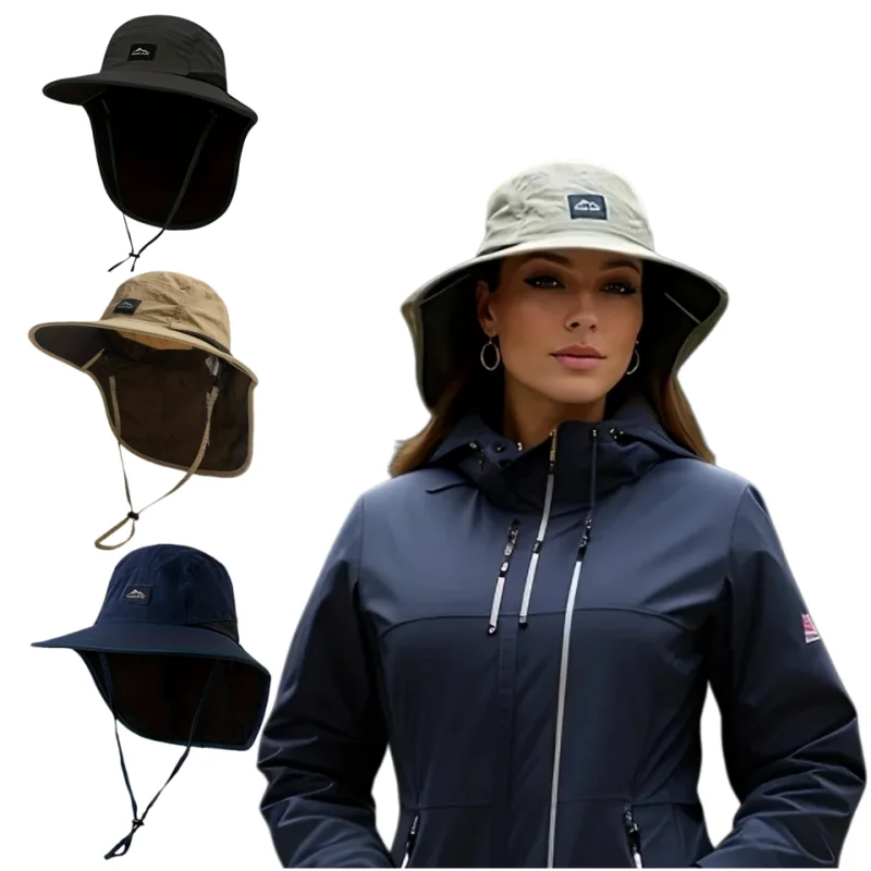 

Летняя панама с широкими полями и защитой для шеи, дышащая сетчатая шляпа от солнца для рыбалки, походов и активного отдыха на природе