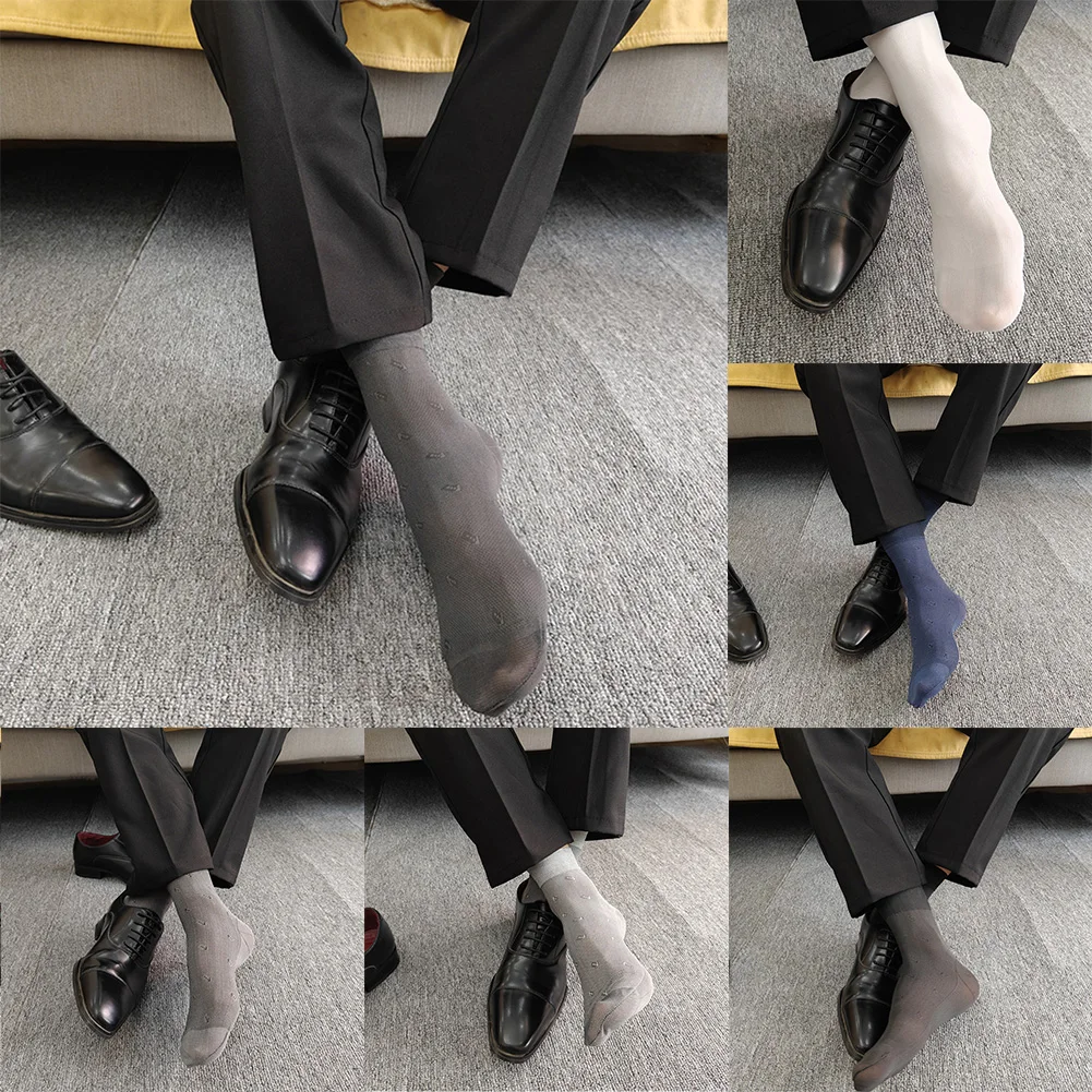 Ultrathin Sheer Tube Socks for Men Breathable Elastic Dress Socks Ideal for Business Formal Attire and Daily Workwear