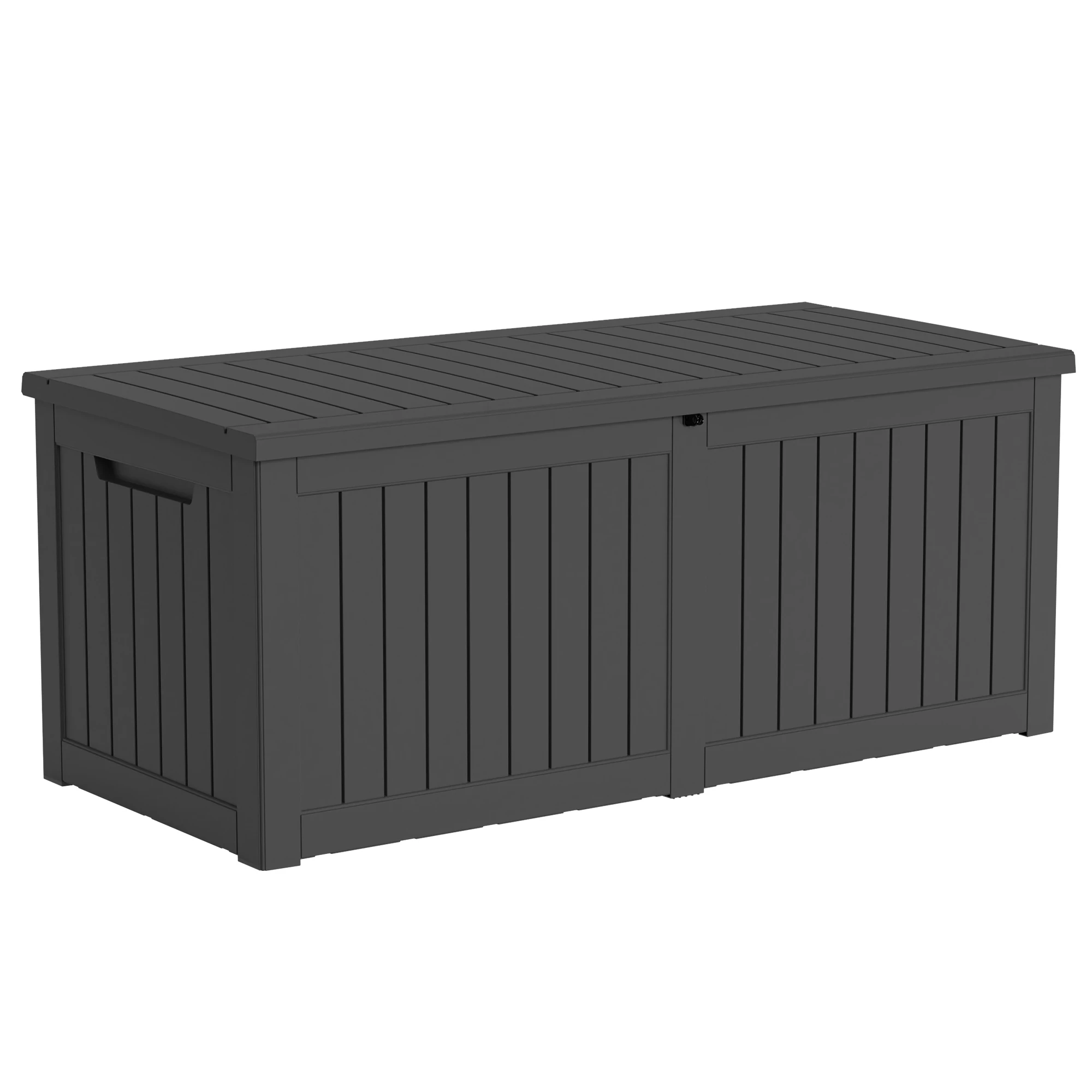 220 Gallon Large Outdoor Storage Deck Box with Latch, Weather Resistant Patio Garden Storage Container for Cushions, Tools, Pool Supplies