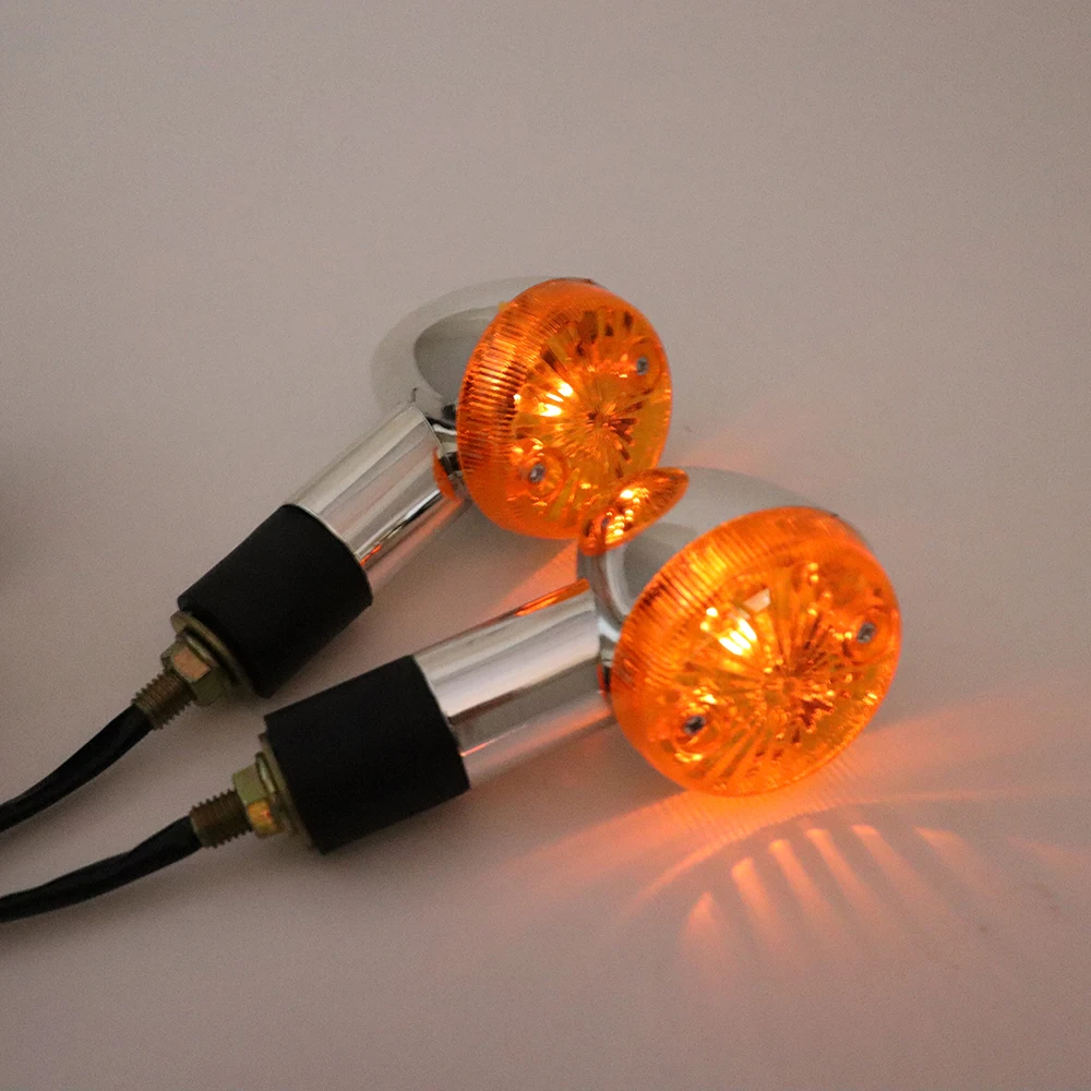 2Pcs Bullet Motorcycle Turn Signals Blinker Lights For Honda Suzuki Yamaha Cafe Racer