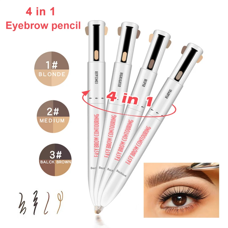 4in1 Rotate Eyebrow Pencil Waterproof Microblading Eyebrow Pen Tint Tattoo Makeup Cosmetic Natural Long Lasting Eye Brow Pencil