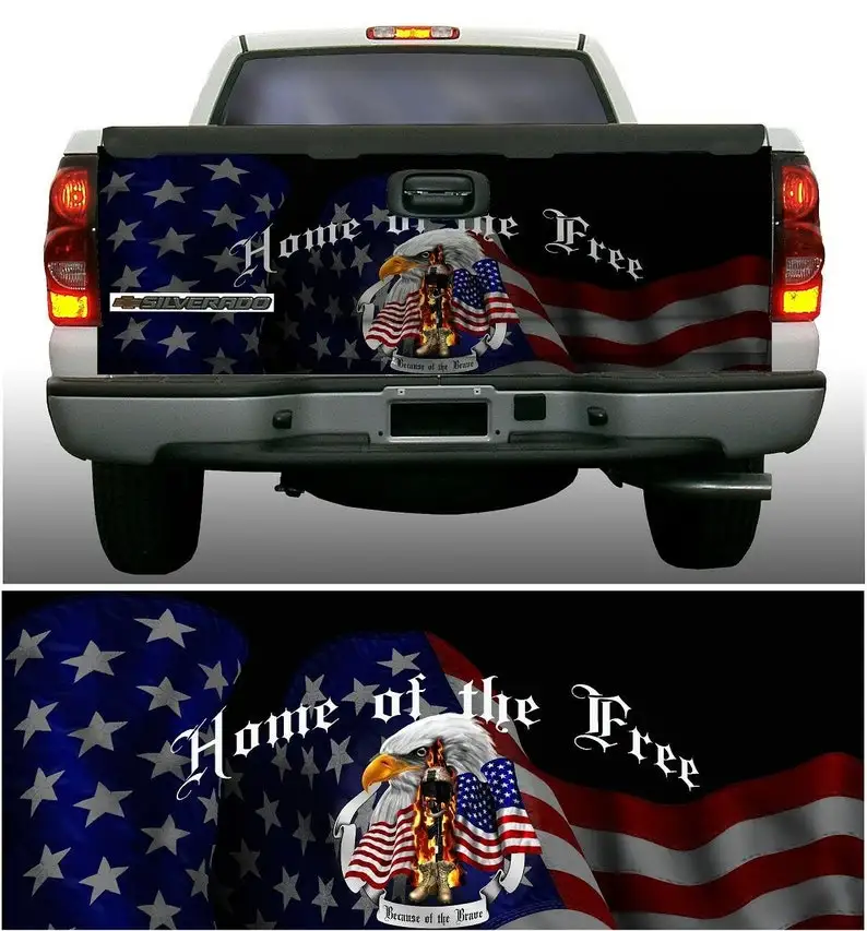 Soldier freedom home of the brave tailgate wrap vinyl graphic decal