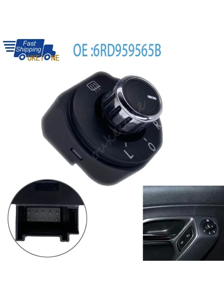 Bouton de commande de rétroviseur électrique, pièces de bouton de commutateur pour Volkswagen VW POLO 2010-2017 URA back 6COMPANY 959565B, accessoires de voiture