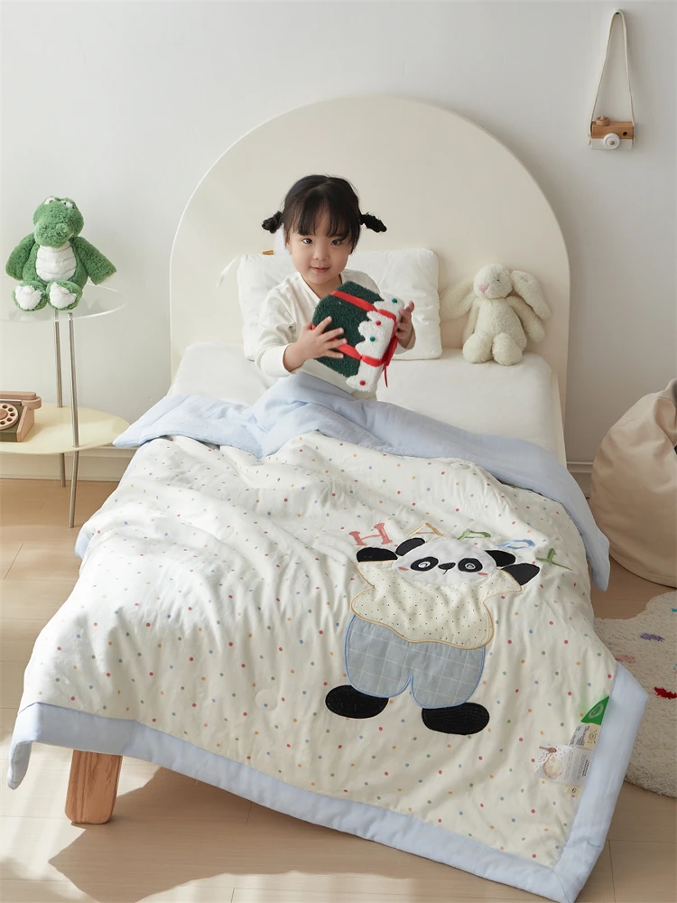

Детское летнее одеяло, двухслойное, хлопковое, дышащее, легкое, для кондиционированных помещений, машинная стирка, для детской комнаты