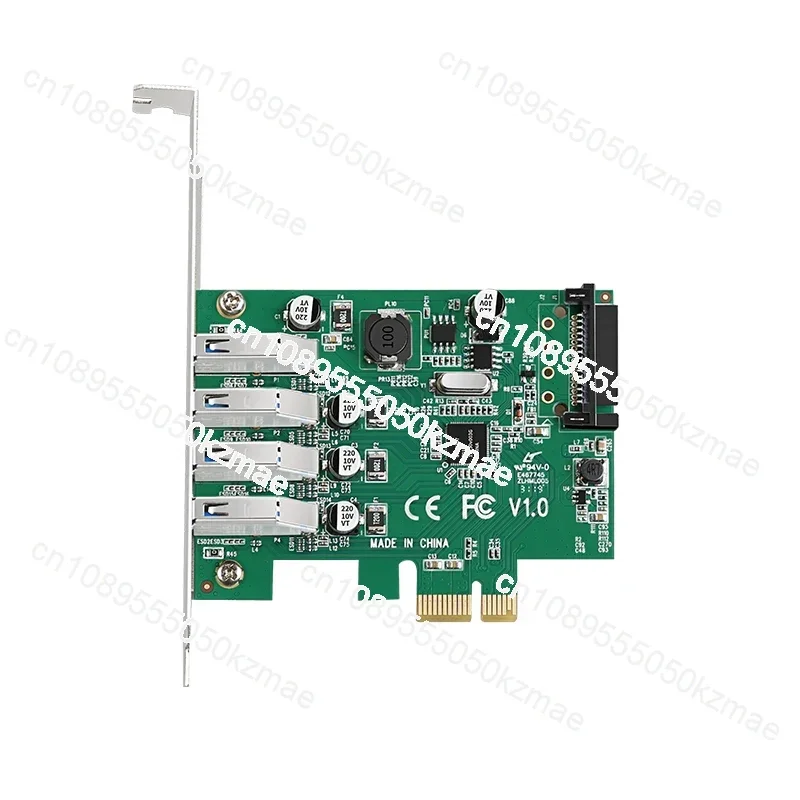 5Gbps 4 Ports USB 3.0 Hub To PCI-E PCIe 1X Expansion Riser Card with SATA Power Connector UPD720201