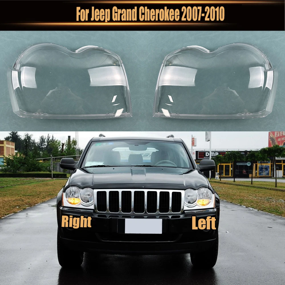 For Jeep Grand Cherokee 2007-2010 Auto Front Headlight Cover Lens Transparent Glass Headlamps Lampshade Lamp Shell Masks