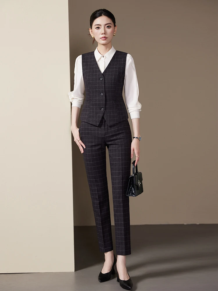 

AIyssa Модная профессиональная женская одежда, качественный жилет из двух частей + брюки. Элегантный и очаровательный, новый стиль 2025 года.