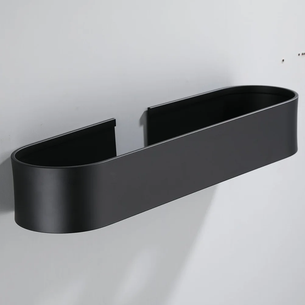 الحائط لكمة الحرة لاصق فرشاة الأسنان كوب فرشاة للزجاجات الناقل الصرف الرف حامل ألومنيوم أسود 40 سنتيمتر الحمام المطبخ #1