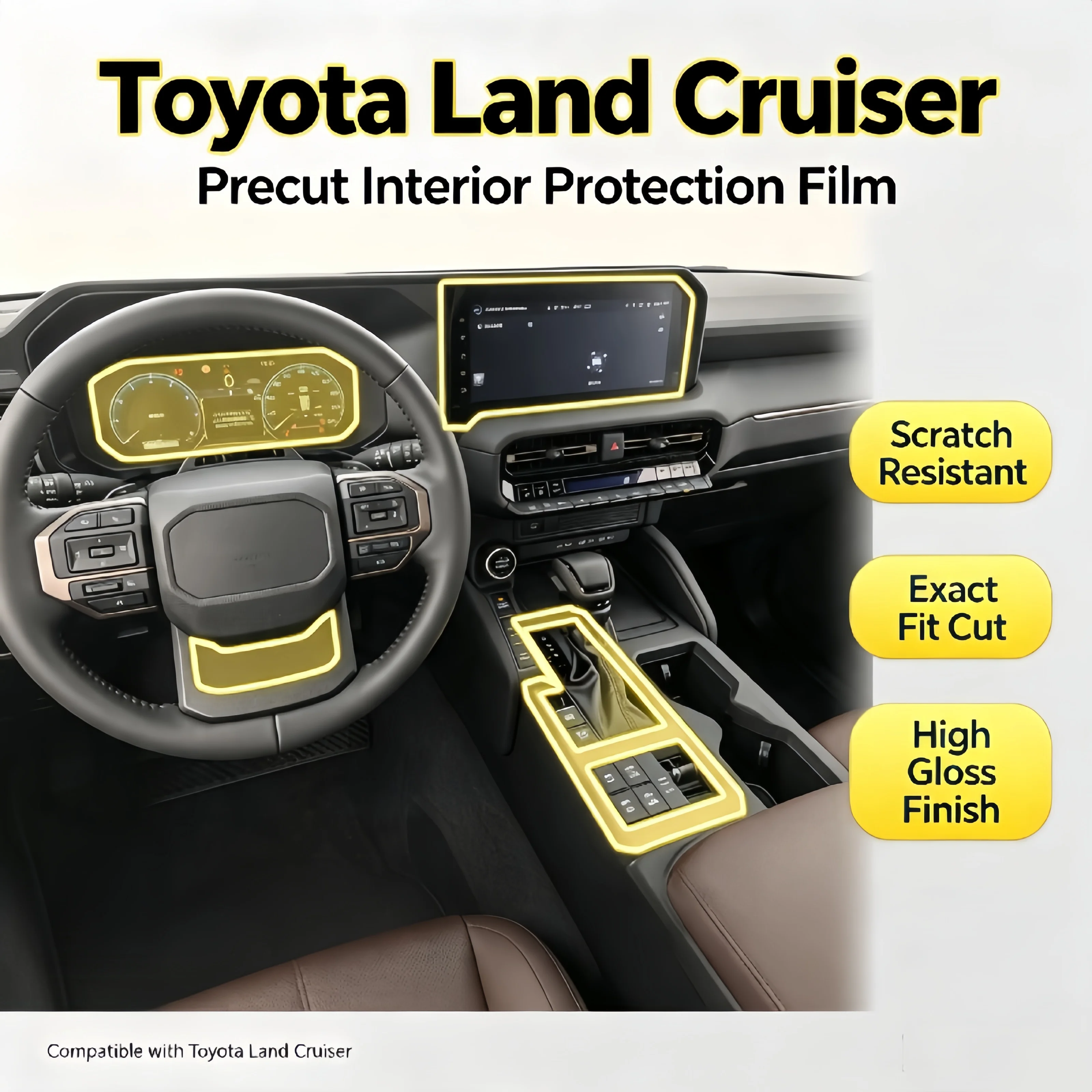 For 18-25 model Toyota Prado special center console screen interior film car modification transparent protection film