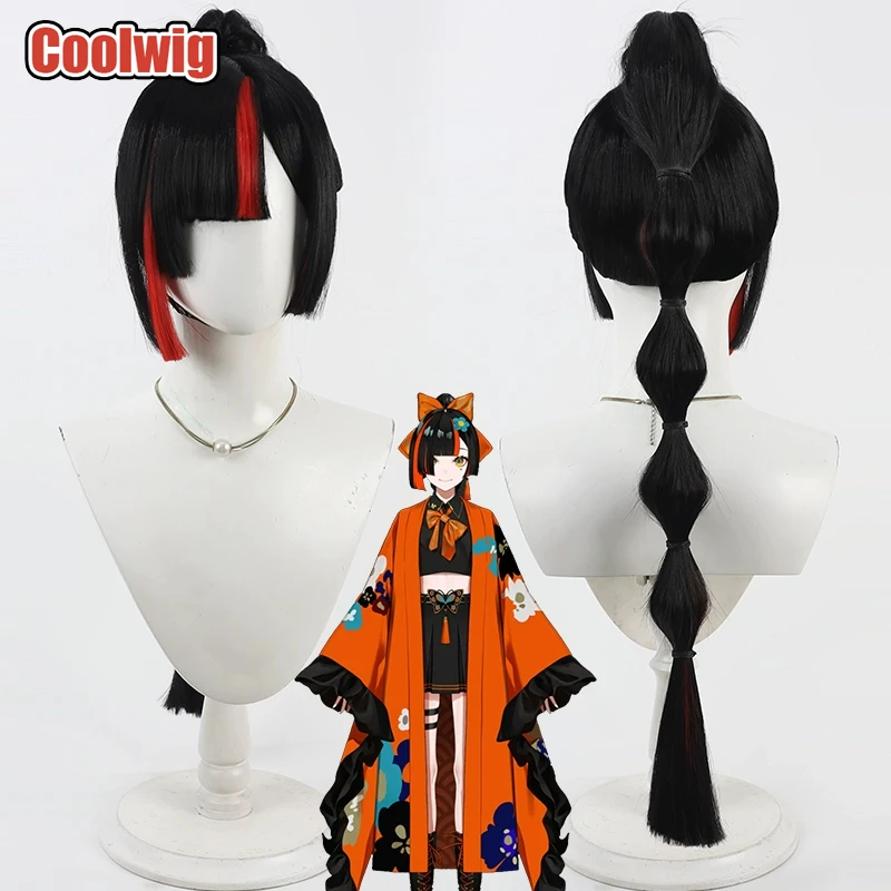 coolwig-人工毛-チョヤ-ハナビ-コスプレウィッグ-バーチャル-youtuber-チョヤ-ハナビ-70cm-ブラックミックスレッド-ポニーテールウィッグ-耐熱性