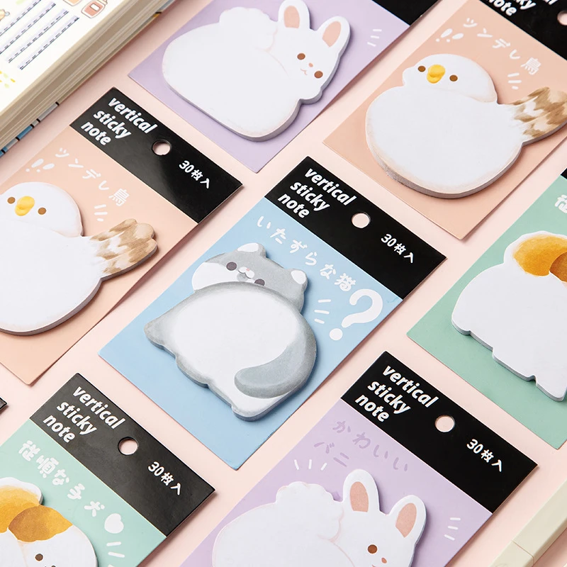 30sheets Cartoon Cute Cat and Dog ,Rabbit and Bird Sticky Note Creative Thickened Stickers High Face Value N Times Stickers