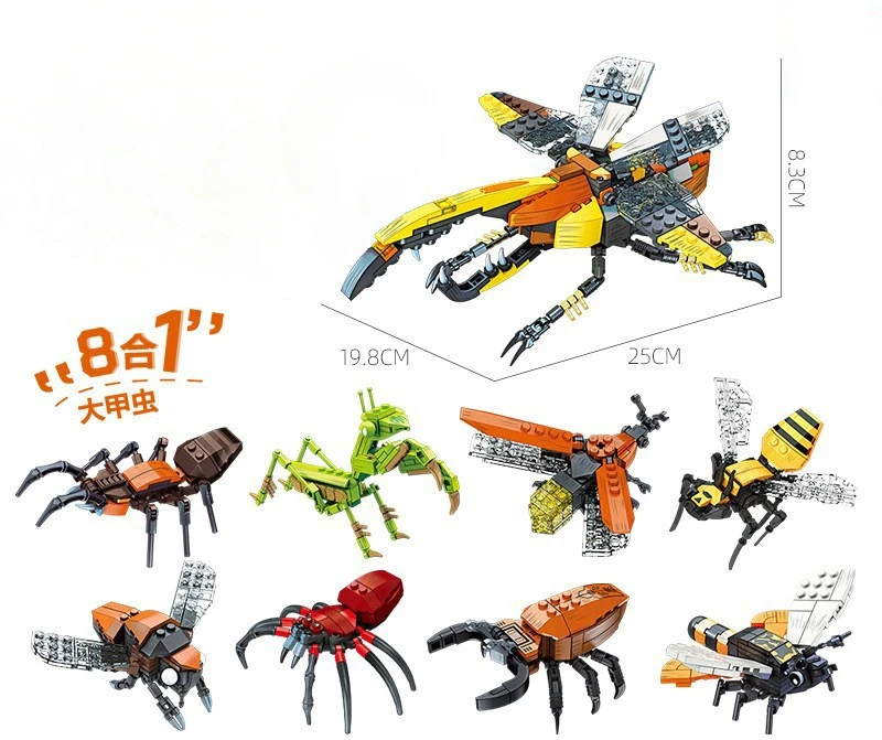 Insect Tales Simulatie Stapelblokken Grote Kever Vlinder Lieveheersbeestje Model Decor Speelgoed