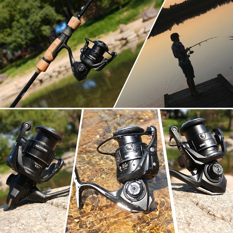 DEUKIO Carrete de pesca giratorio - arrastre de 8 kg, 6+1BB carbono - imagen 5