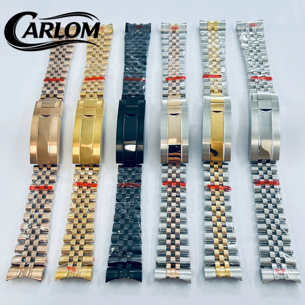 20mm No Logo Solid Stainless Steel Watch Band 5-Link Jubilee Style Bracelet Glide Lock Clasp For 36mm/39mm/40mm SUB Watch Parts