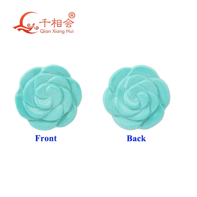 

Natural 3.8ct Blue Turquoise Gemstone Carved Flower Loose Stone Unique Jewelry Decoration Certified by GTC
