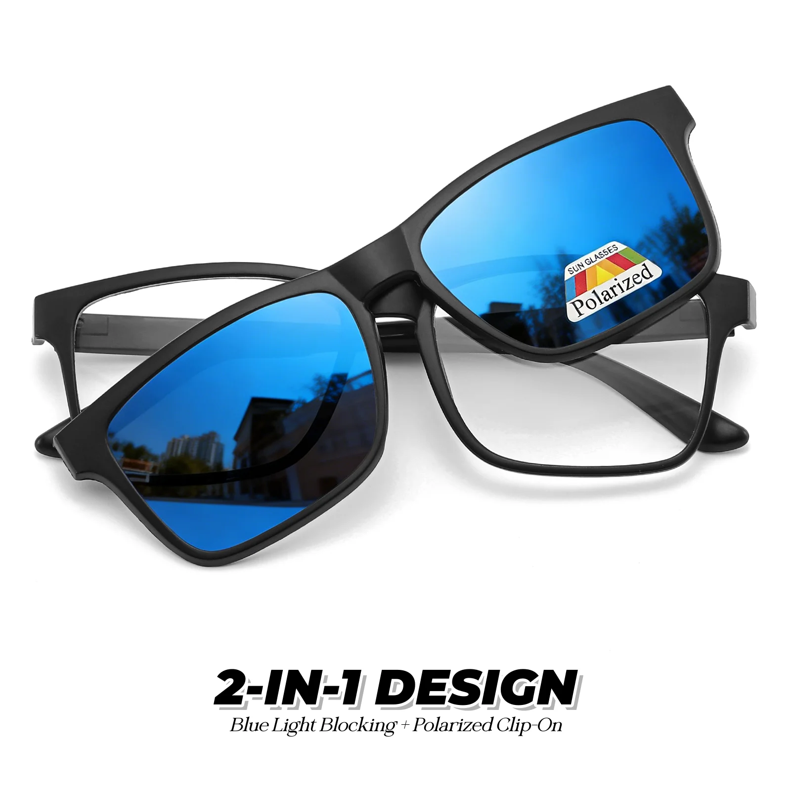 Aufsteckbare Magnetische Sonnenbrille mit Blaulichtfilter-Rahmen 2-in-1 Polarisierte Brille für Autofahren & Outdoor-Aktivitäten – Detail 12