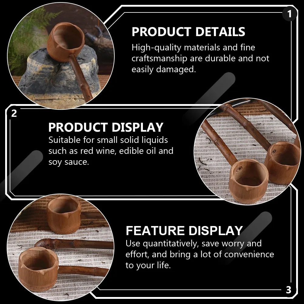 Cuchara de Bambú para Agua, con Mango Largo Ergonómico, para Cocina, Baño, Vino, Licor, Aceite, Salsa de Soya, Ecológica, 1 Pieza