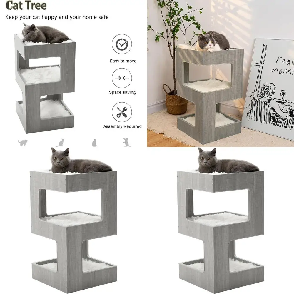 

Spacious Multi-Level Cat Tower with Removable Blanket and Condo, 27.5 Luxury Indoor Cat Tree for Kittens