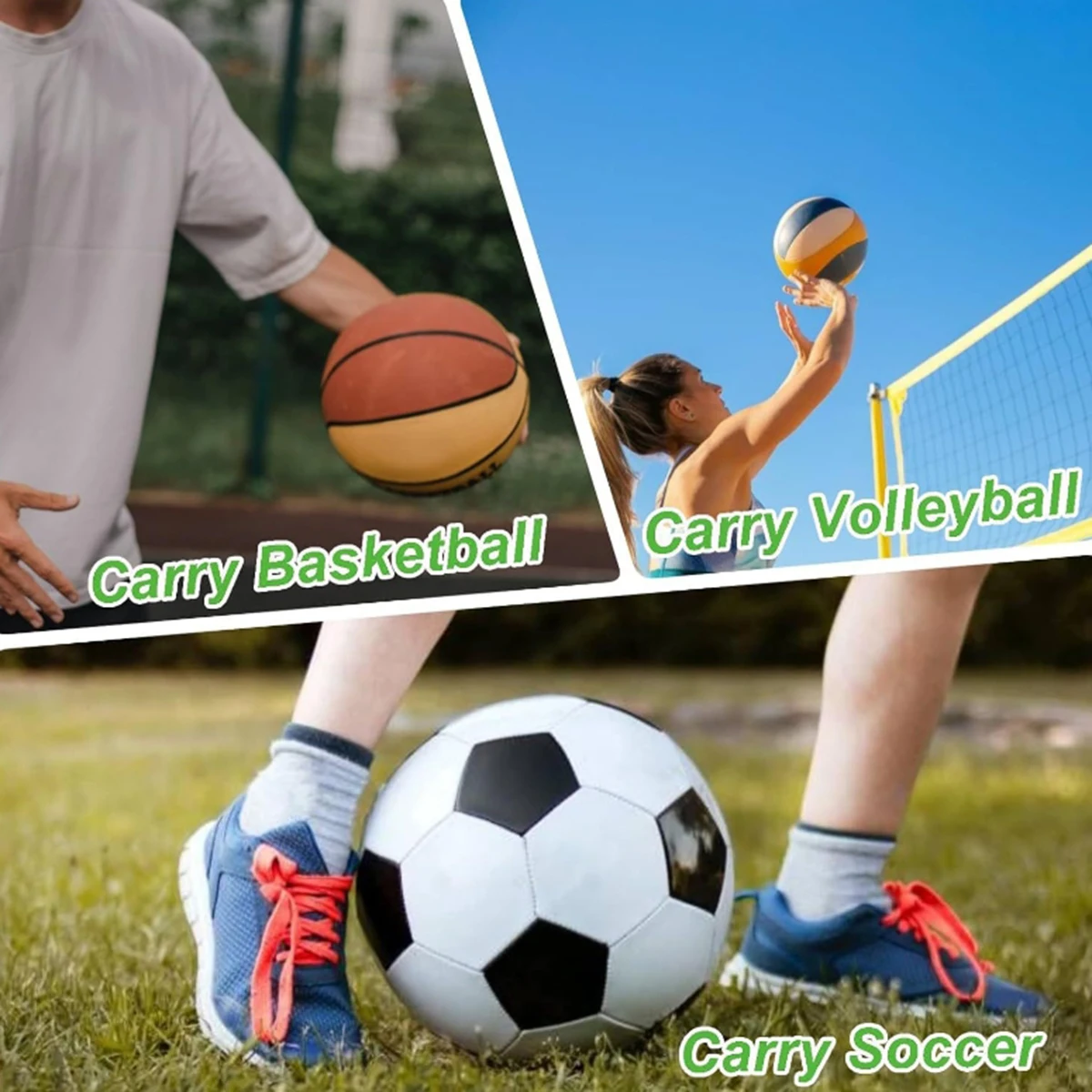 กระเป๋าตาข่ายบาสเก็ตบอลแบบพกพา, กระเป๋าฟุตบอล, กระเป๋าวอลเลย์บอล, กระเป๋าตาข่ายแบบมีเชือกรูด, กระเป๋าตาข่ายสําหรับฝึกซ้อมสําหรับรองเท้ากีฬา, 1 กระเป๋า